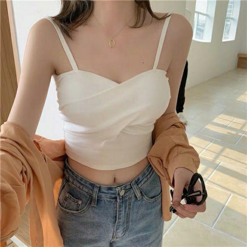 Áo hai dây gân tăm, áo bra xoắn gân tăm mẫu mới