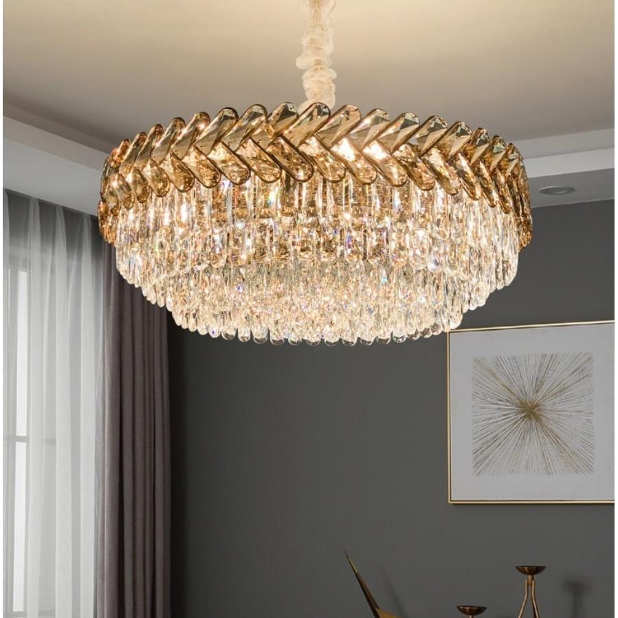 Đèn chùm KANTEN pha lê cao cấp, 3 màu ánh sáng hiện đại, kiểu dáng sang trọng