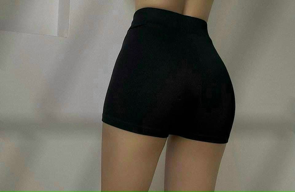 Quần đùi nữ mặc nhà thể thao, quần sooc nữ tập gym vải thun màu đen
