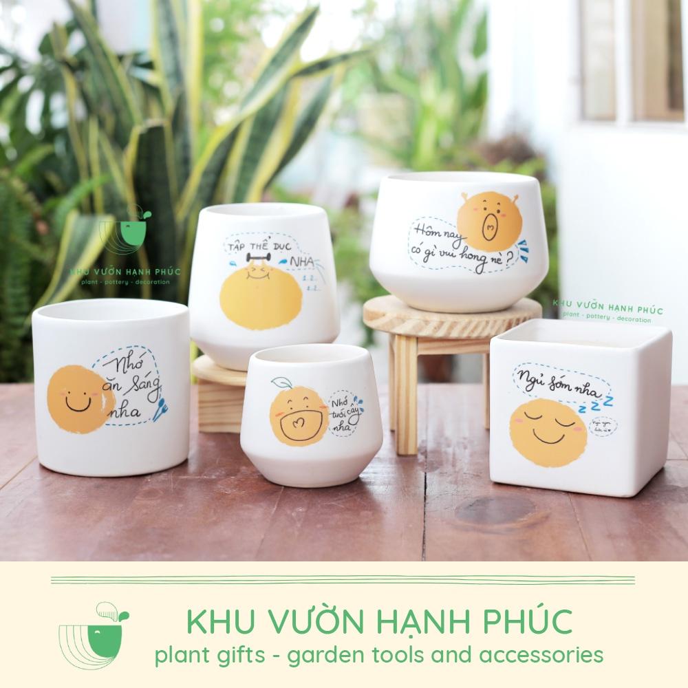 Chậu in hình - Những lời nhắn nhủ dễ thương - Size 7-8cm, quà tặng, trang trí, văn phòng,...