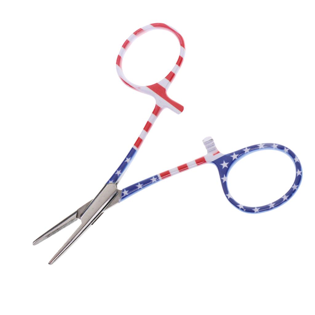 Bright Color Fly Fishing Locking Elbow Scissor Plier Hemostat Hook Remover