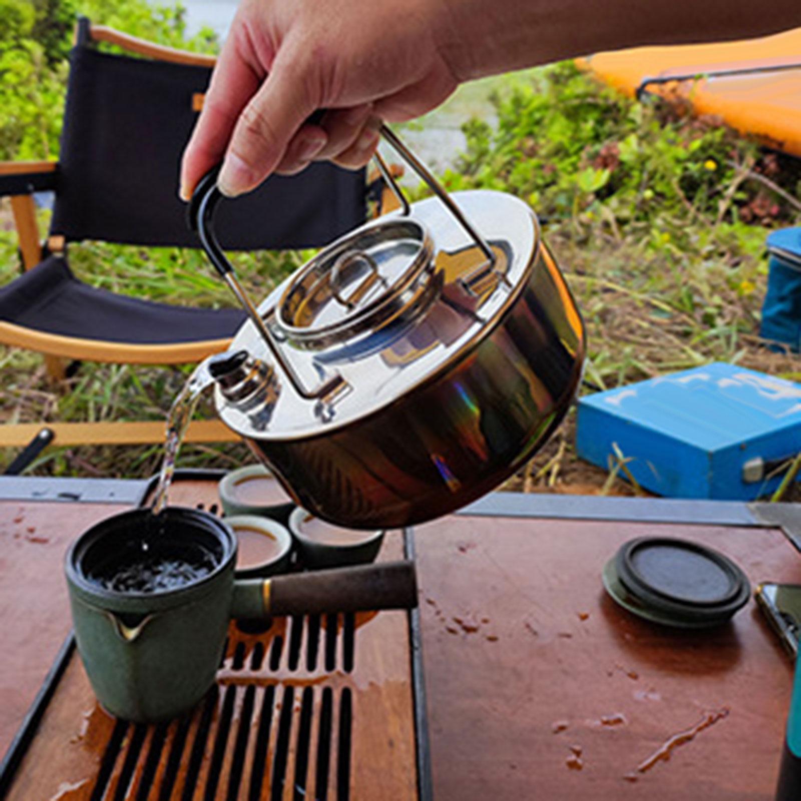 1.5L Camping Tea Kettle Campfire Kettle Tea Pot Water Kettle for Backpacking