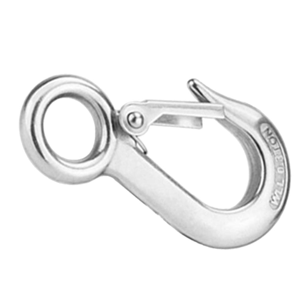 2xStrong Stainless Steel Eye Hook W/ Clevis Safety Latch for Winch Cable 0.3T