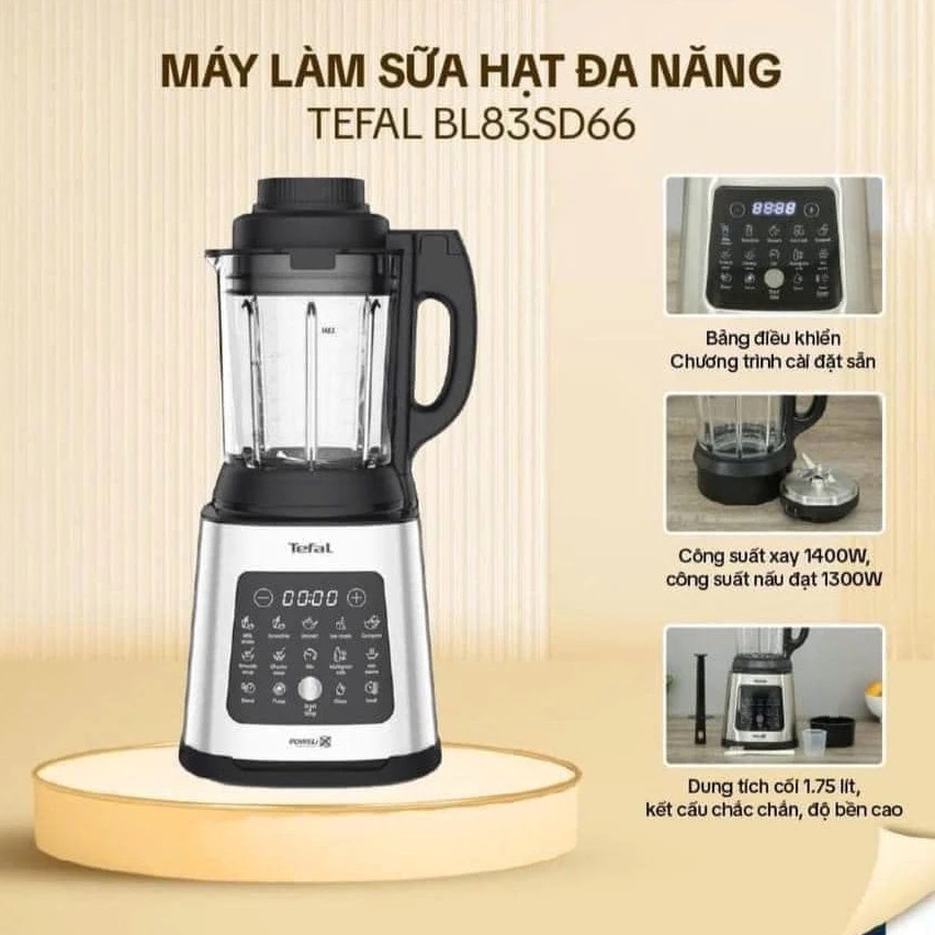 Máy làm sữa hạt, xay sinh tố, nấu đa năng Tefal Perfectmix Cook BL83SD66 1400W - Hàng nhập khẩu, bảo hành 24 tháng