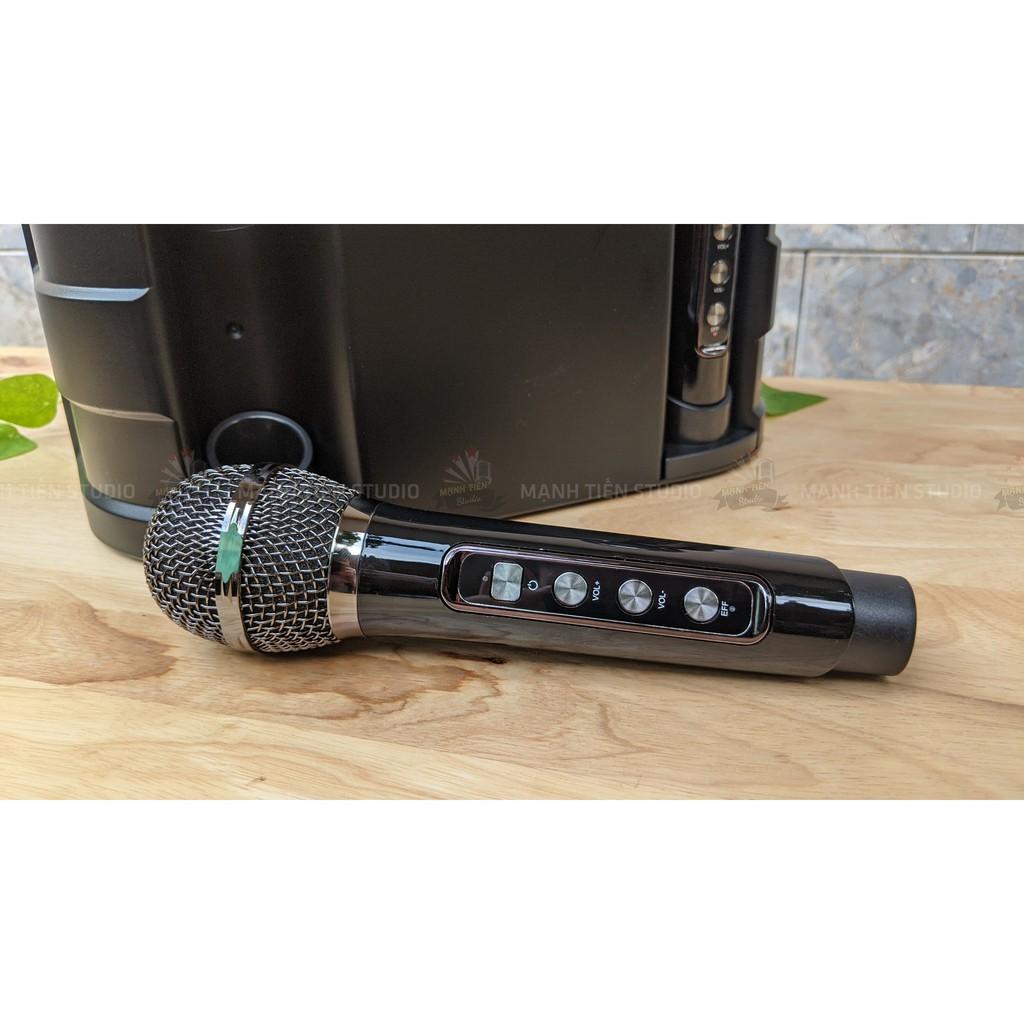 Loa karaoke bluetooth YS 202 - Tặng kèm 2 micro không dây sạc tự động âm bass trầm ấm không hú rè rít tiết kiệm pin