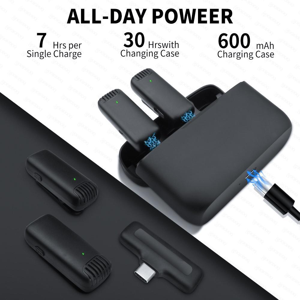 Micro Không Dây Kẹp Ve Áo Chống Ồn Kết Nối Điện Thoại i-Phone Android Type C Kèm Hộp Sạc