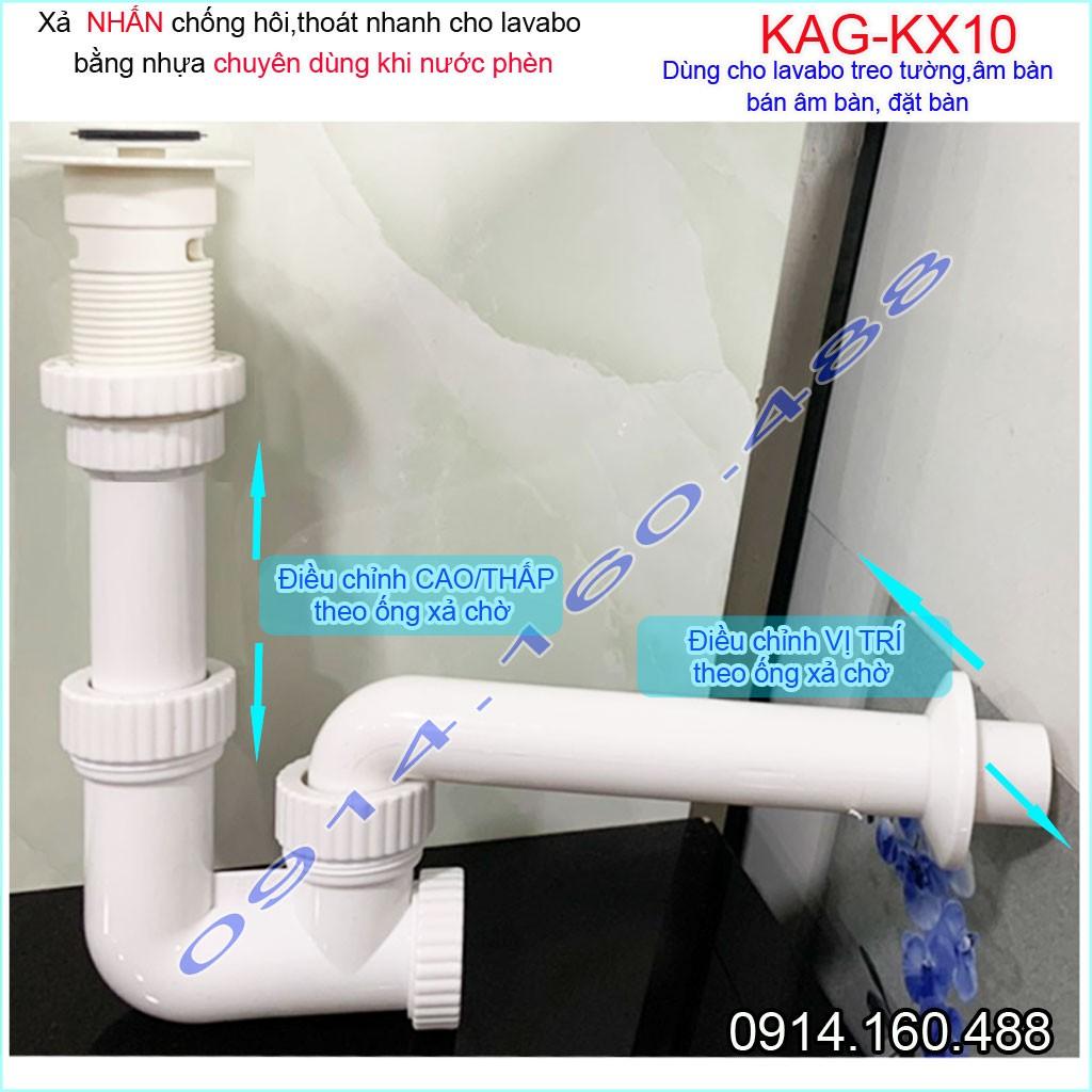 Xả chậu lavabo nhựa nút nhấn KAG-KX10, bộ xả lavabo cho nước nhiễm phèn chất liệu nhựa 100% tiện dụng siêu bền