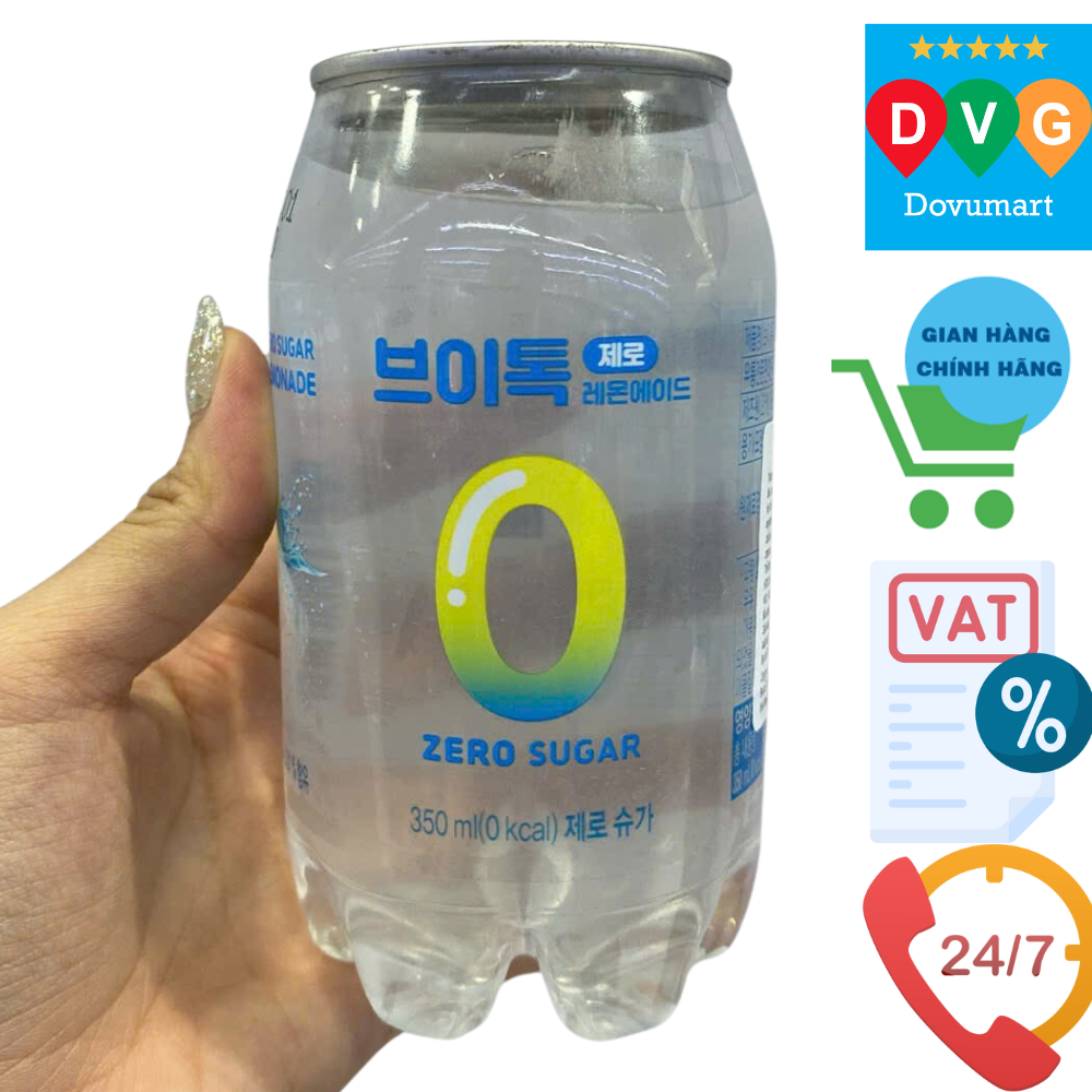 Nước Soda Chanh Không Đường Vtalk Hàn Quốc Lon 350G/ 브이톡) 브이톡 제로레몬에이드 350G