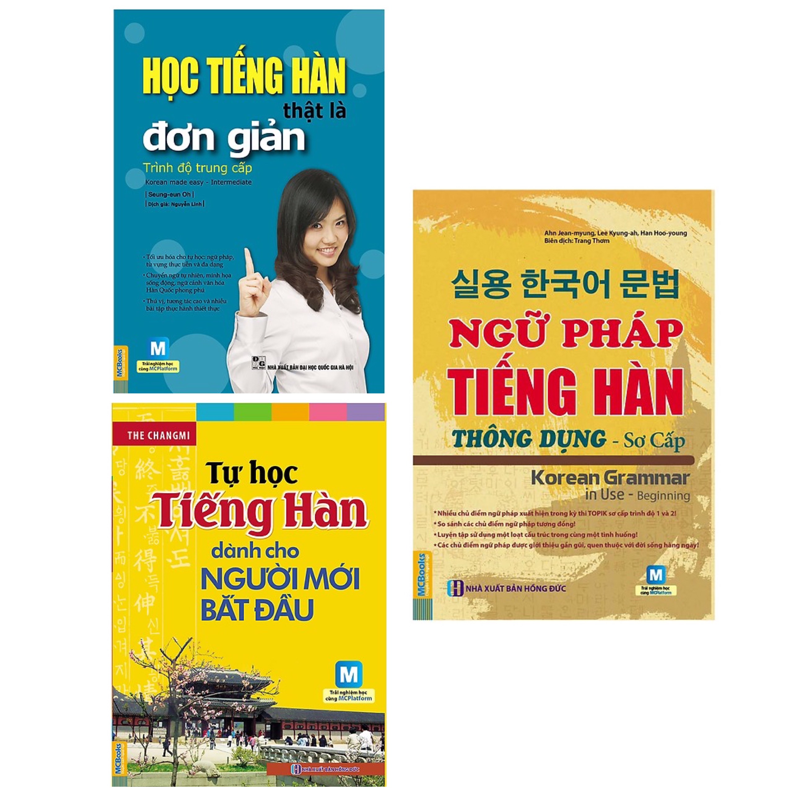 Combo 3 Cuốn Sách Tự Học Tiếng Hàn : Học Tiếng Hàn Thật Là Đơn Giản - Trình Độ Trung Cấp + Tự Học Tiếng Hàn Dành Cho Người Mới Bắt Đầu (Kèm CD Hoặc Tải App) - Tái Bản + Ngữ Pháp Tiếng Hàn Thông Dụng - Sơ Cấp (Dùng APP MCBooks) (Tặng kèm Bookmark thiết kế AHA)