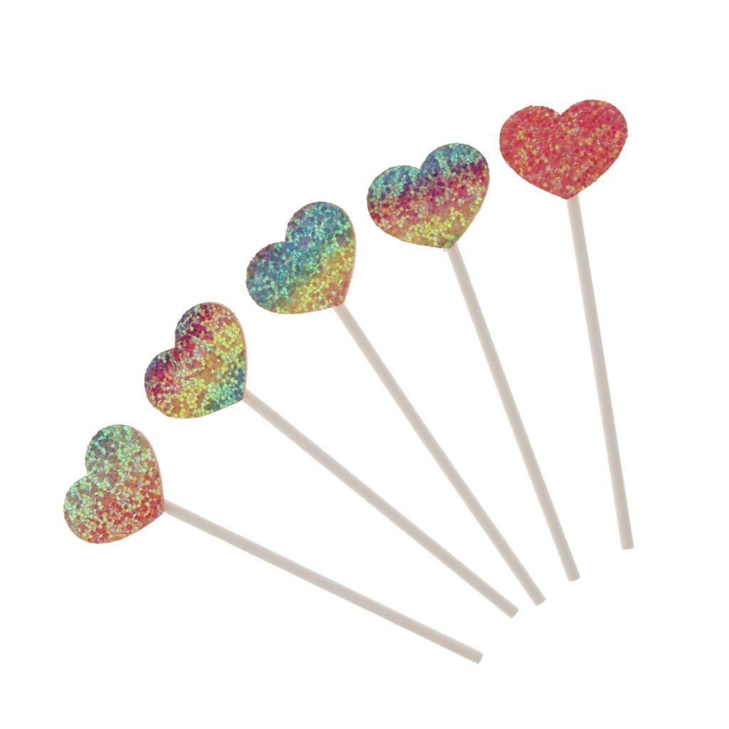 5 Pieces Cake Topper Insert Sticks Wedding Party Cake Decoration Heart