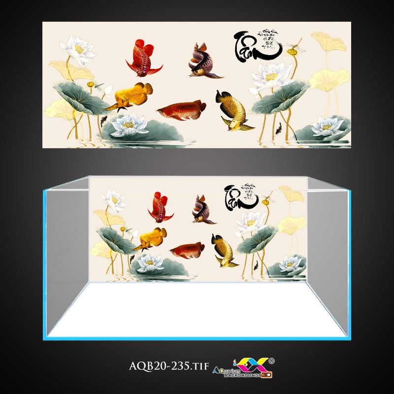 Tranh 3D Koifish, Tranh Dán Bể Cá, Cá bơi tung tăng siêu đẹp , in tranh theo kích thước yêu cầu