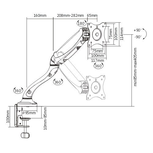 Giá treo màn hình máy tính LDT09-C012 dùng cho màn hình có chuẩn VESA