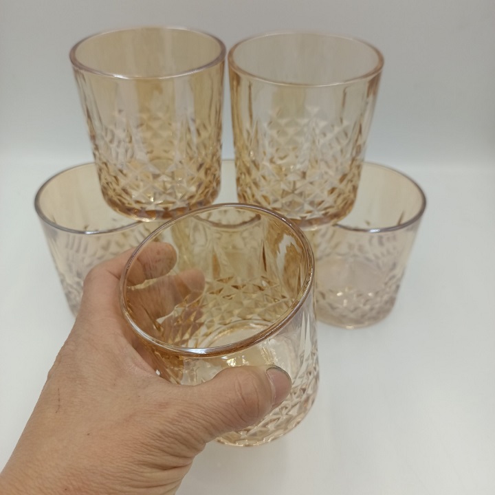 Bộ Cốc Thủy Tinh Pha Lê Dung Tích 345 ml Họa Tiết Kim Cương Decor Cao Cấp