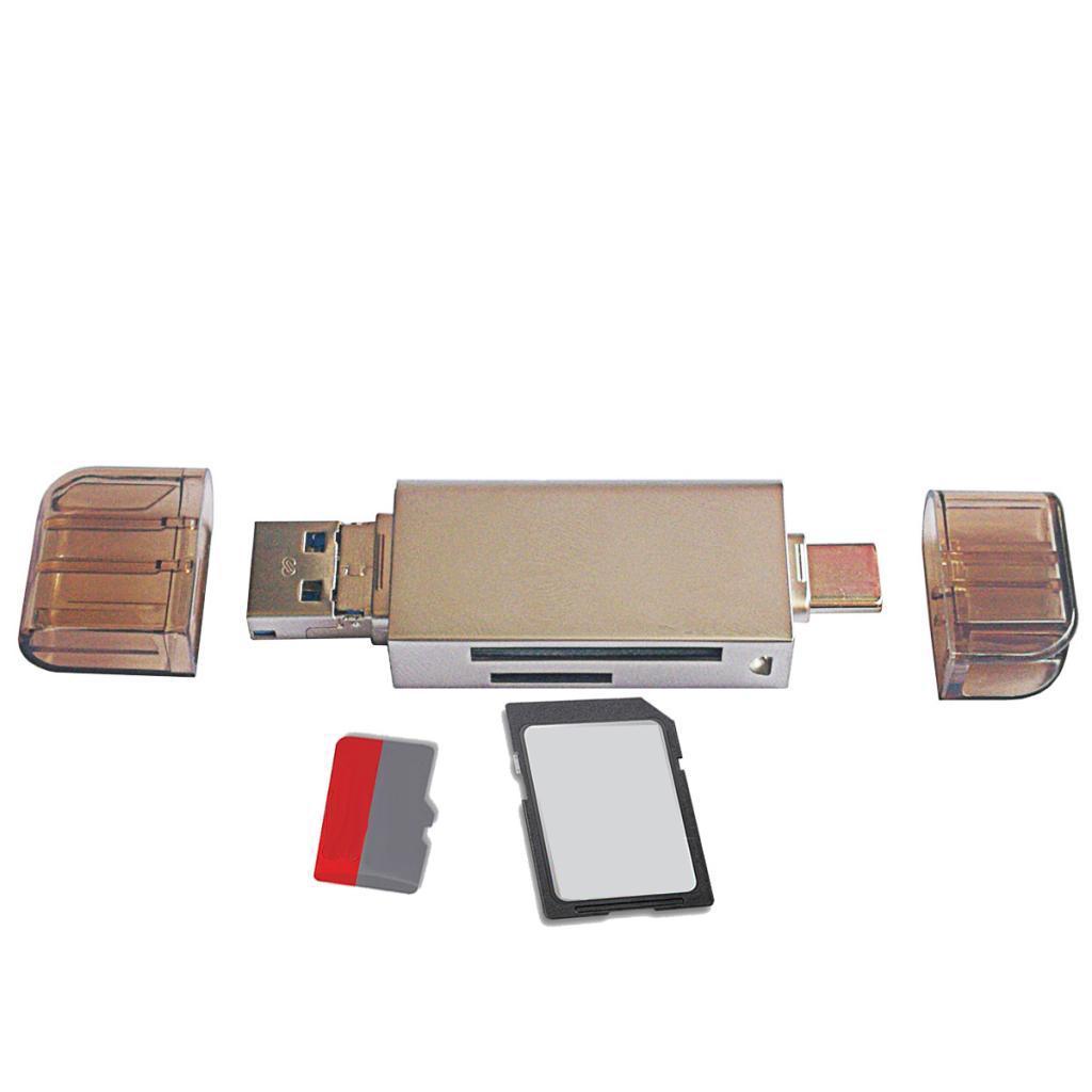 3 in 1 USB Type C/USB/Micro USB TF SD Memory Card Reader OTG Adapter