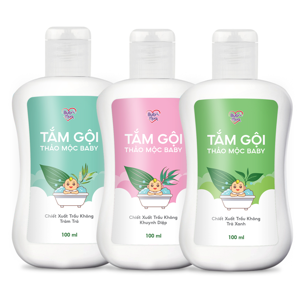 Tắm gội Thảo mộc Baby chiết xuất Trầu Không và Tràm Trà 100ml BuB&MuM công dụng diệt khuẩn, làm sạch, ngăn ngừa rôm sảy, mụn nhọt và giữ da luôn mềm mại, thơm mát hàng công ty chính hãng, xuất xứ Việt Nam