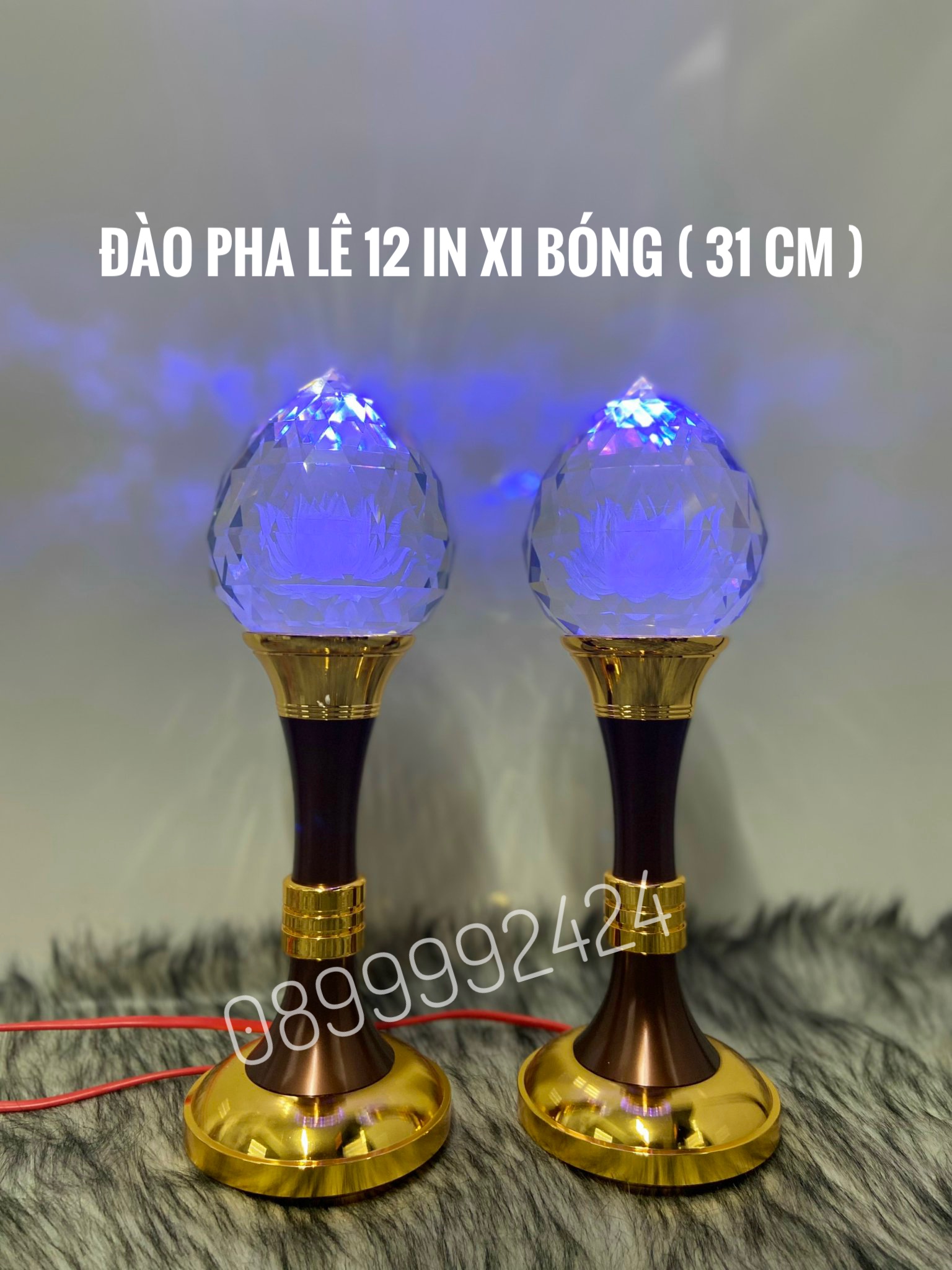 ĐÈN THỜ PHA LÊ CAO CẤP ĐÀO 12 IN XI BÓNG 1 CẶP