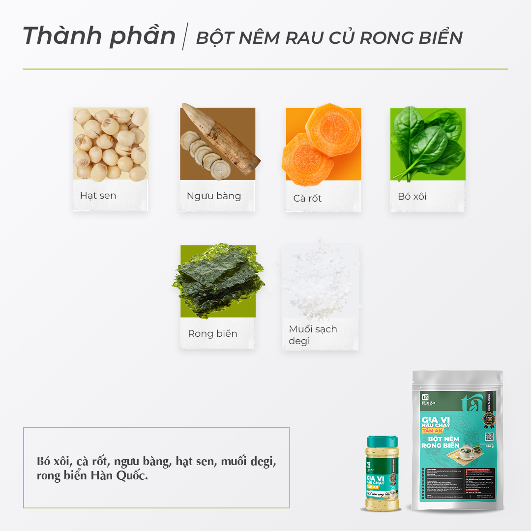 BỘT NÊM RONG BIỂN, GIA VỊ DÀNH CHO NGƯỜI ĂN CHAY (250g)