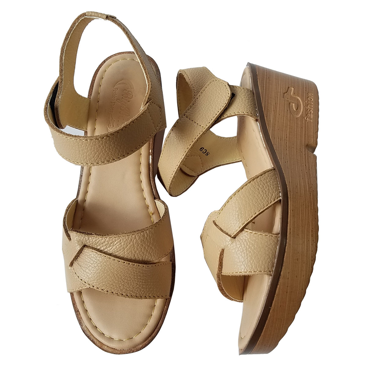 Giày Sandal Xuồng Nữ Da Bò Thật BIGGBEN Cao 5cm SDX38