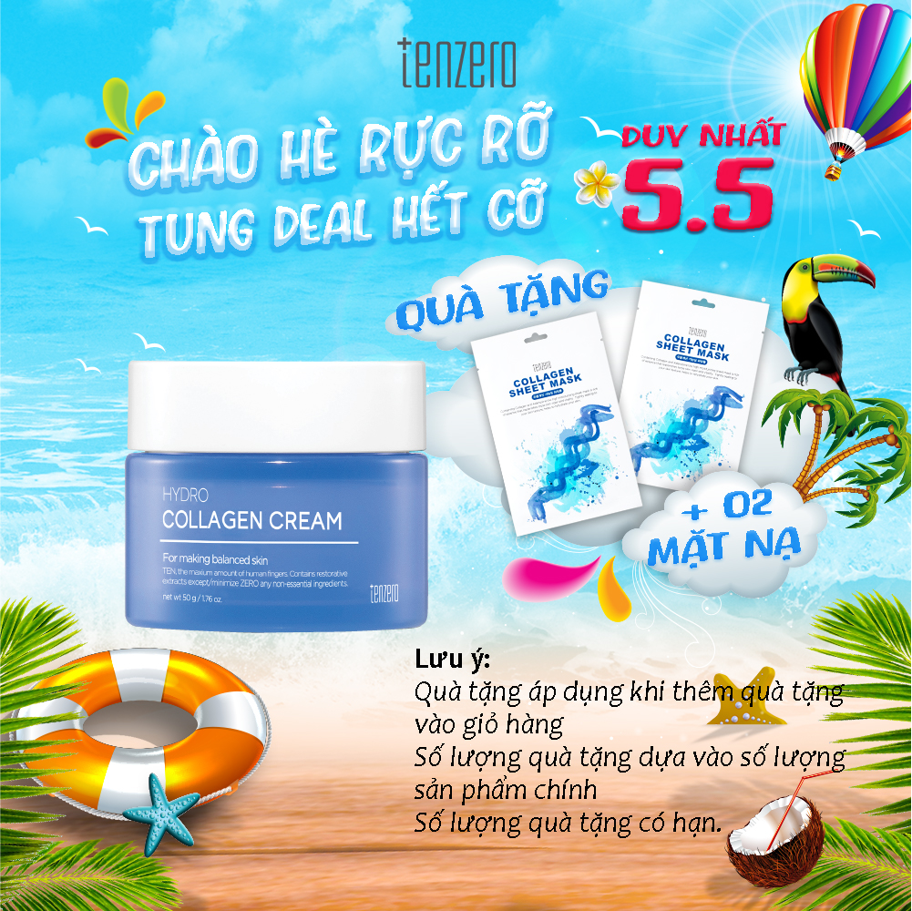Kem Dưỡng Cấp Ẩm, Làm Dịu Da, Chống Lão Hóa Tenzero Hydrolyzed Collagen Cream 50g