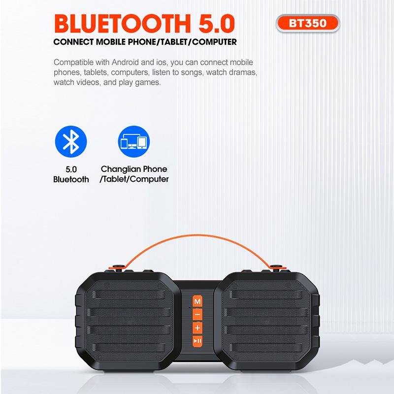 Vtin loa ngoài trời di động loa không dây bluetooth 5.0 loa nặng bass hifi loa lớn không thấm nước 10W loa siêu trầm: màu đen