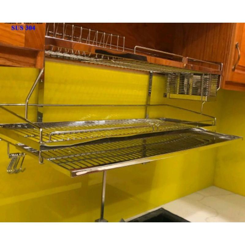 KỆ CHÉN TREO 2 TẦNG INOX ĐẶC 304
