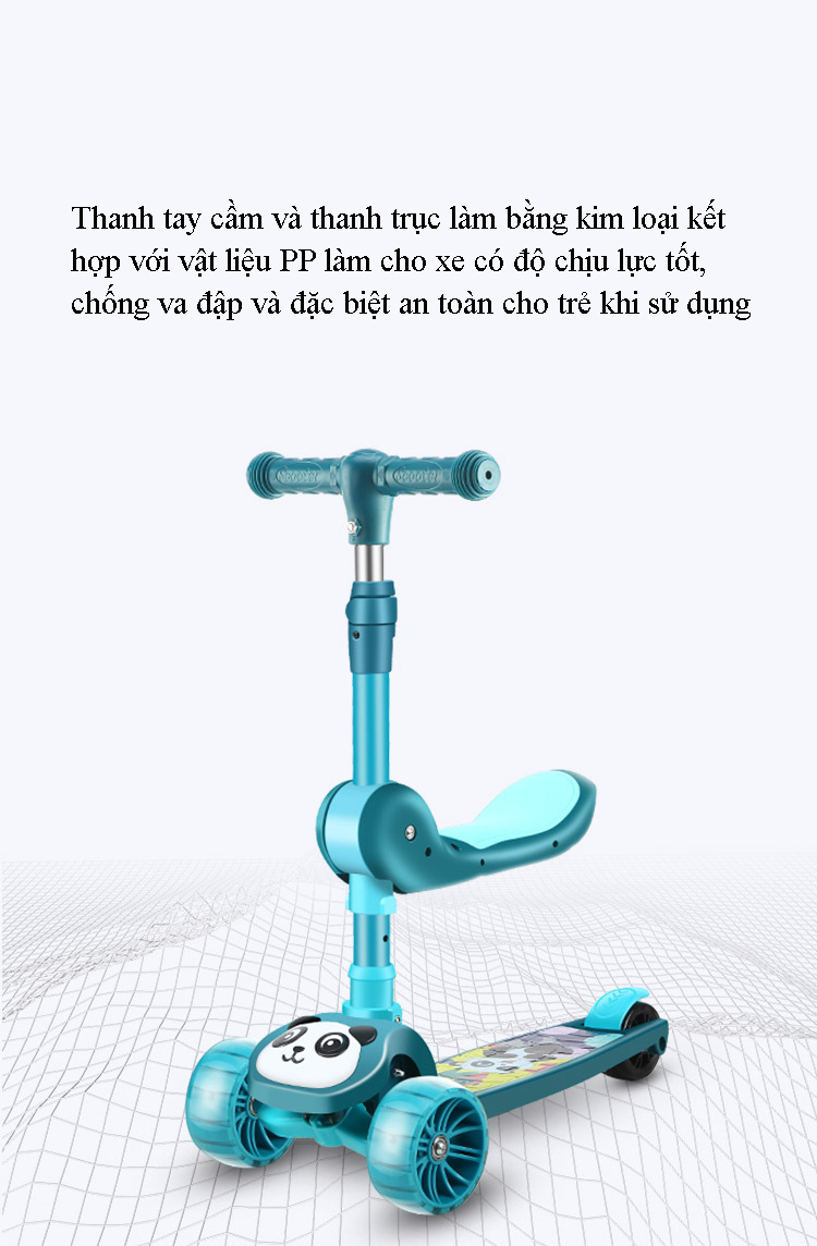 Xe Trượt Scooter 3 Bánh Cho Bé, Xe Trượt Scooter Trẻ Em 3 Bánh G21 Có Ghế Gấp Gọn, Có Đèn LED Phát Sáng, Phát Nhạc