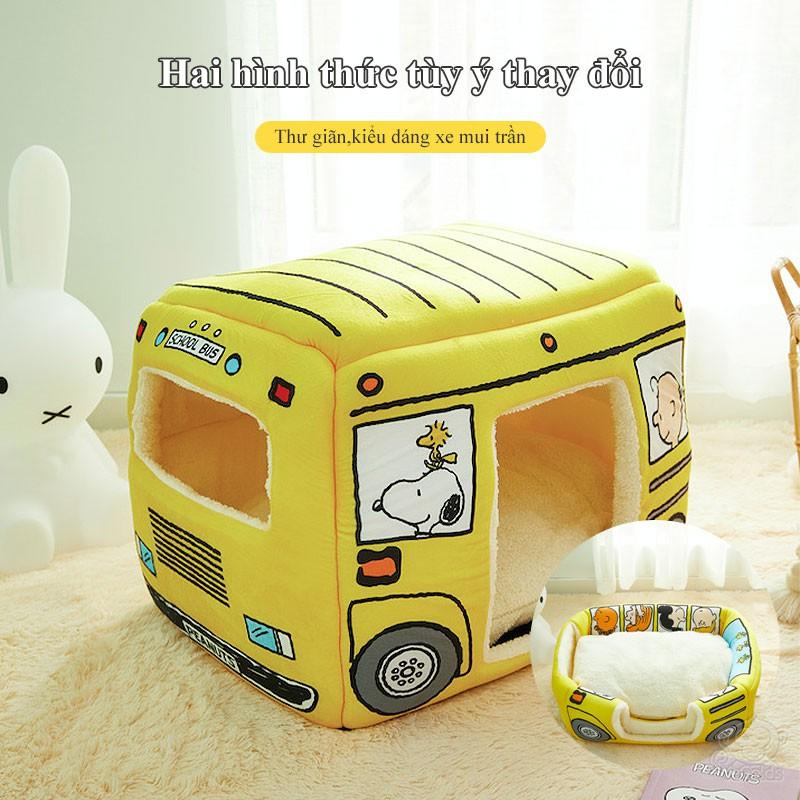 Giường Nhà Thú Cưng 2in1 School Bus gập mở size M