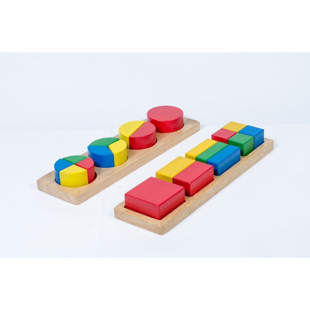 Đồ chơi nhận dạng hình học và phân số | đồ chơi giáo dục bằng gỗ