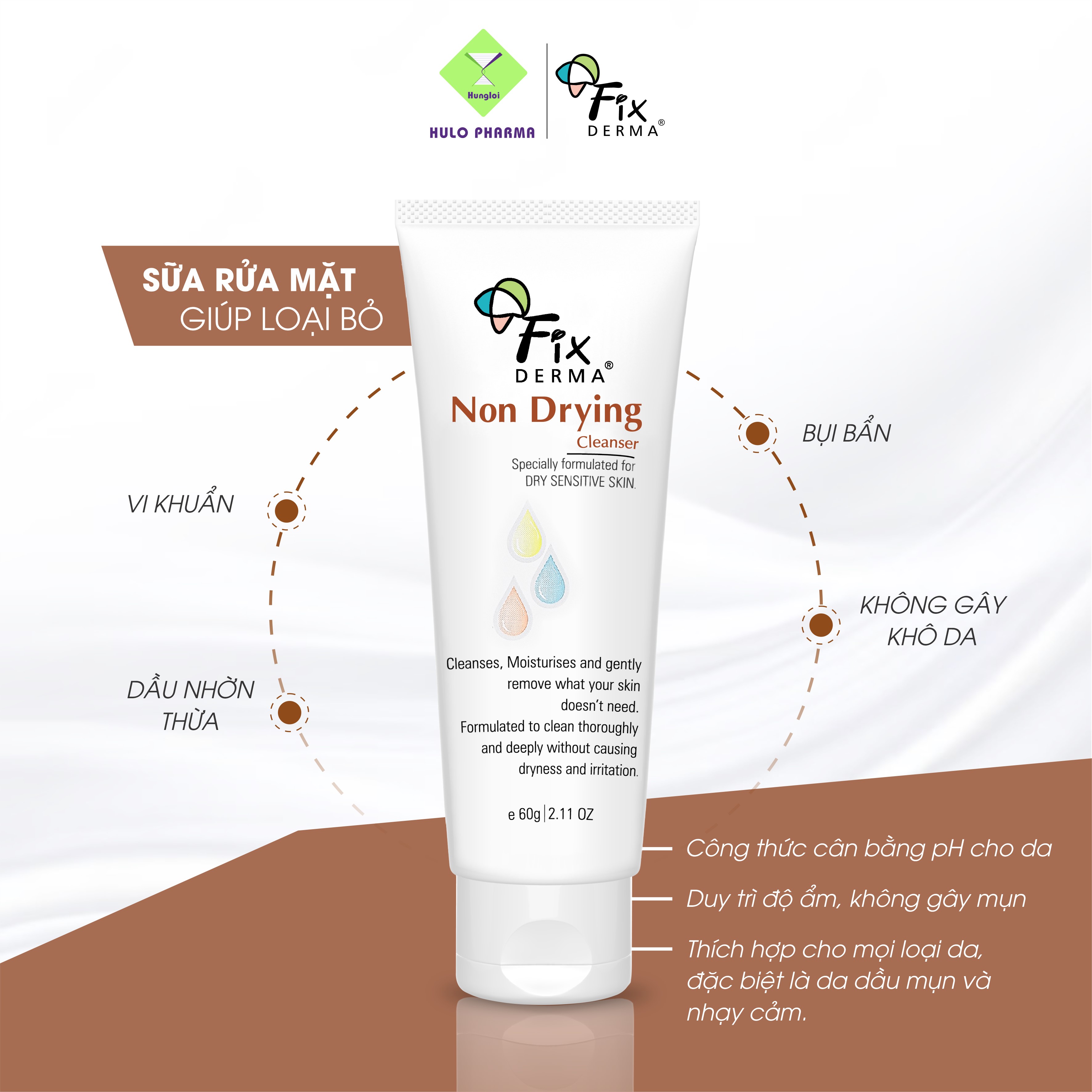 Sữa rửa mặt Fixderma Non Drying Cleanser (60g)