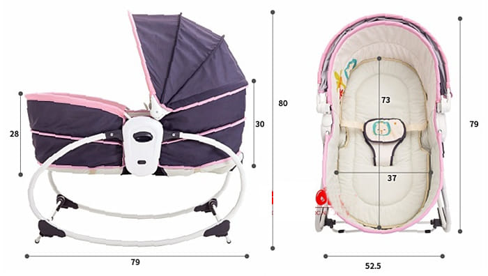 Nôi rung kiêm ghế bập bênh 5 trong 1 Mastela 6033 - Màu ghi hồng | Nôi Mastela |