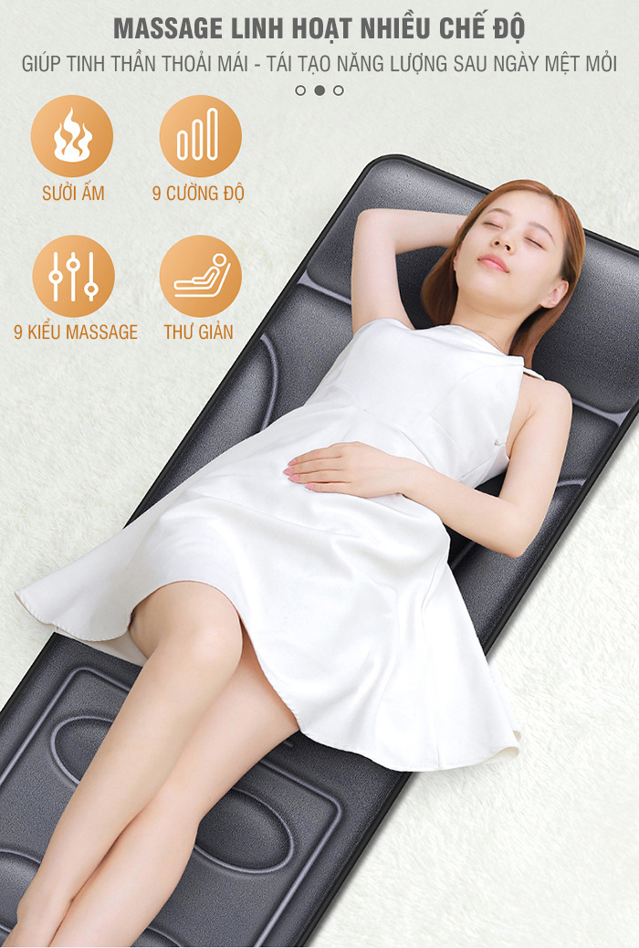 Nệm massage toàn thân đa năng rung và sưởi ấm YIJIA YJ-306K - Có gối mát xa cổ