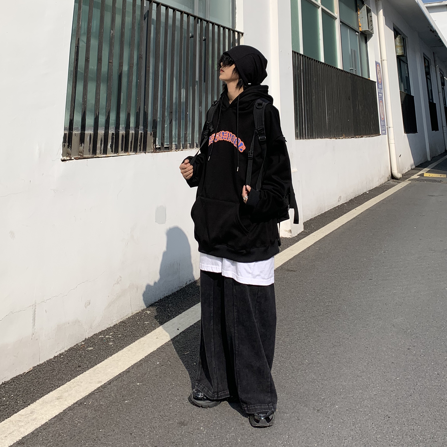 Áo hoodie đen nam nữ form rộng Yinxx phong cách ulzzang vải nỉ bông dày dặn HD36