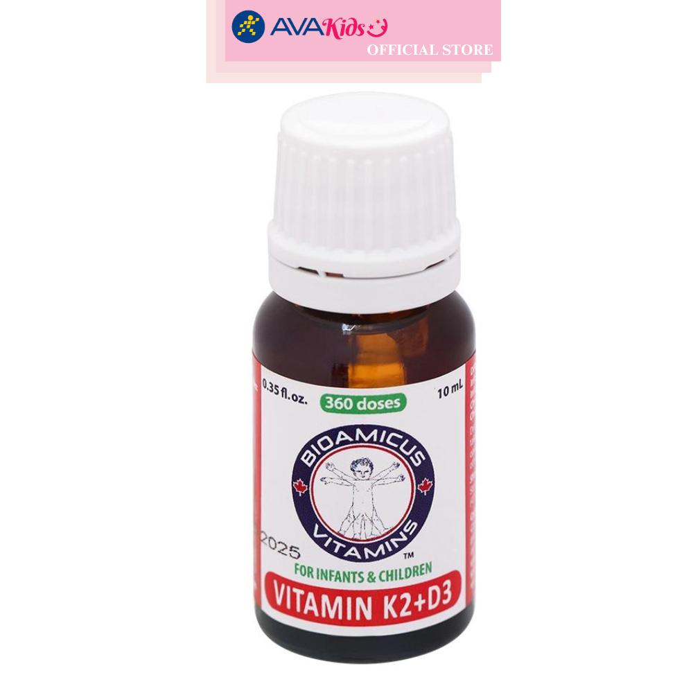 Siro BioAmicus Vitamin K2+D3 hỗ trợ tốt sức khỏe xương, răng 10 ml (từ 0 tháng)