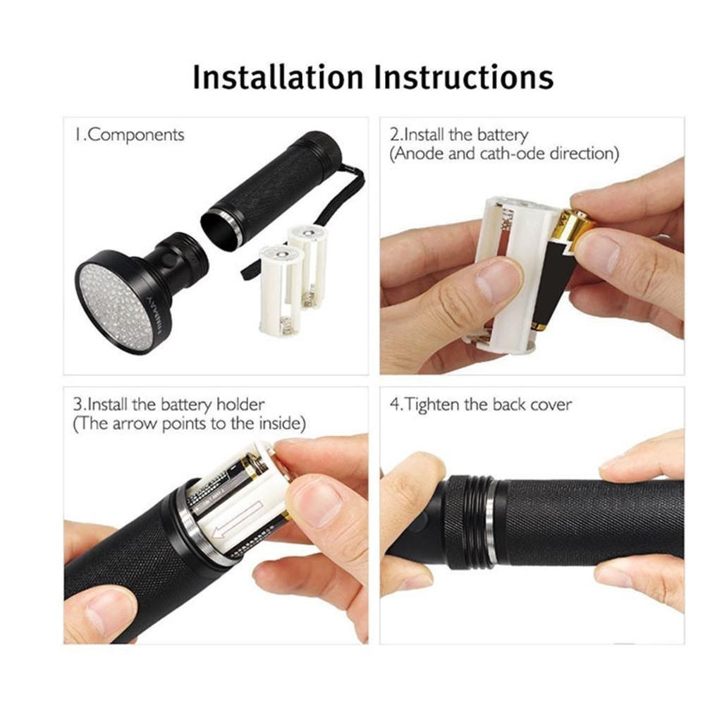 395NM 100 LED UV Flashlight + Protect Goggles