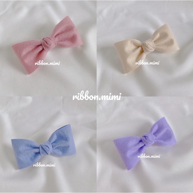 Kẹp Tóc Nơ Vải Nỉ Đơn Gỉan Handmade Vải Cao Cấp Ribbon.mimi Basic Lady cột / kẹp