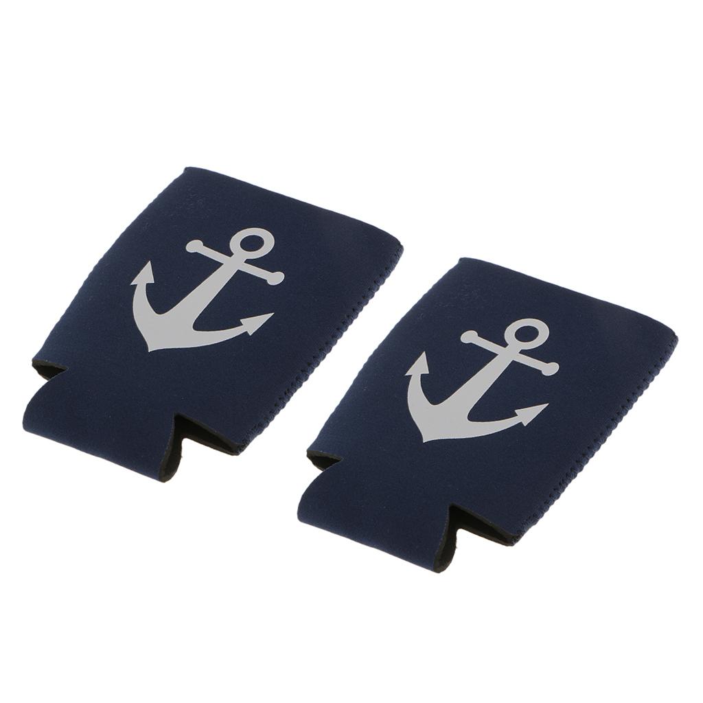 1 Pair Nautical Anchor Soda Beer Bottle Tin Can Cooler Chilling Sleeve Holder