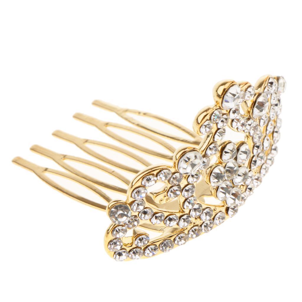 Girls Princess Tiara Crown with Comb Kids Hair Accessories Gold