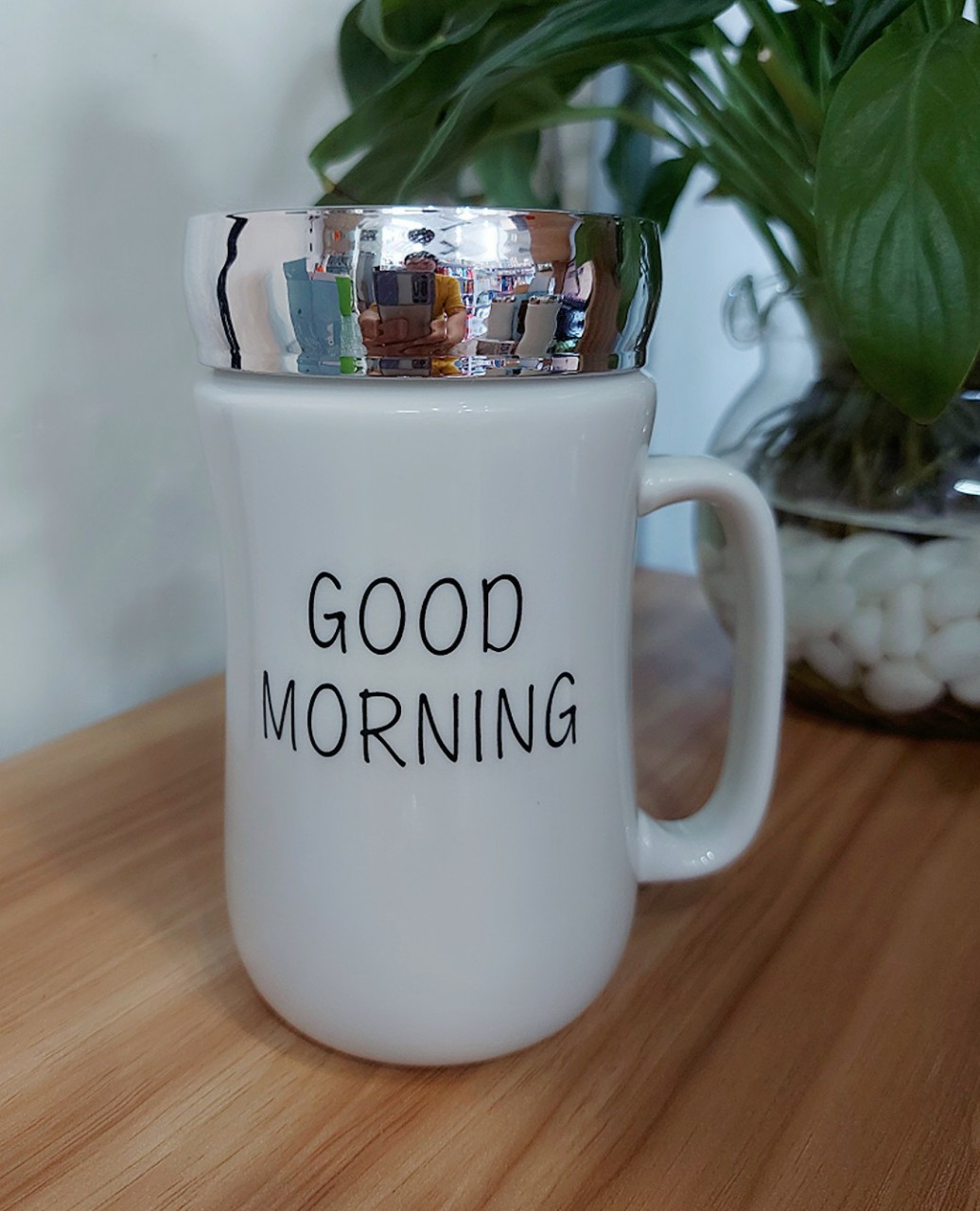 CỐC GIỮ NHIỆT BẰNG SỨ CAO CẤP CÓ NẮP GƯƠNG SOI