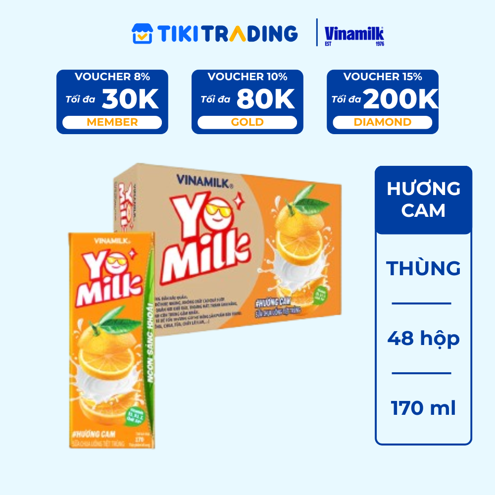 Thùng 48 hộp sữa chua uống hương cam Yomilk 170ml