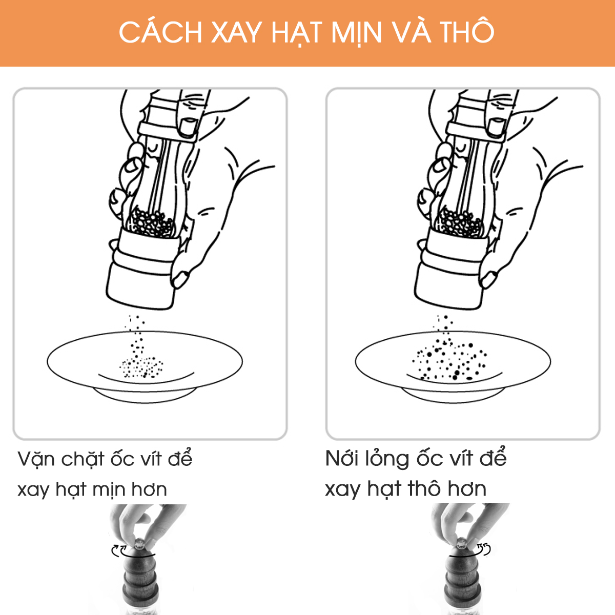 Máy xay tiêu cầm tay vỏ gỗ kết hợp acrylic trong suốt (GA09), dụng cụ xay hạt tiêu với lõi gốm bền bỉ