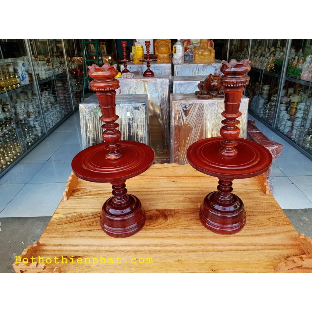 Cặp chân đèn gỗ xà cừ cao 34 cm