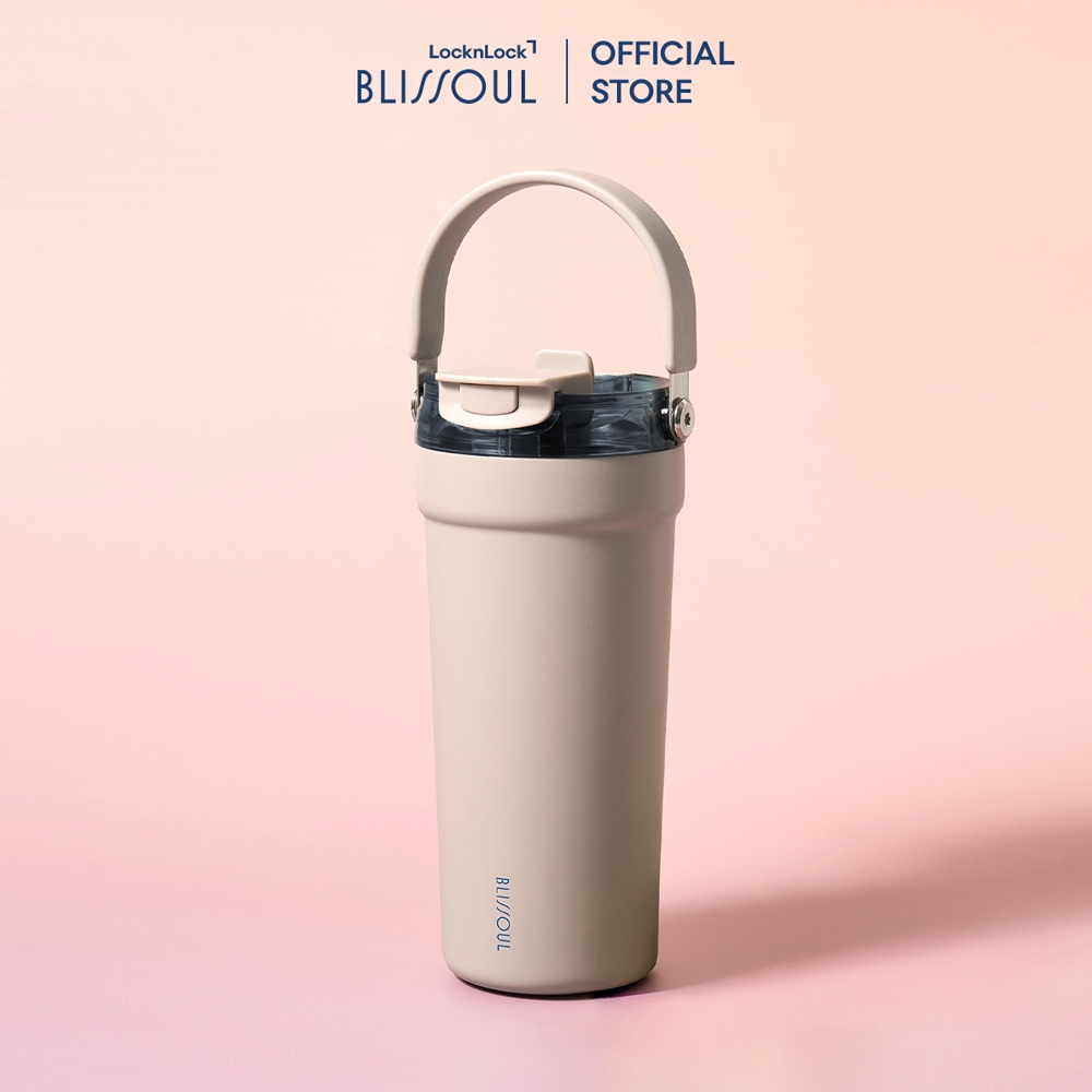 Ly giữ nhiệt thép phủ sứ LocknLock Blissoul Cafe Ceramic Tumbler 700ml LHC4440 có quai xách - Hàng Chính Hãng - JoyMall