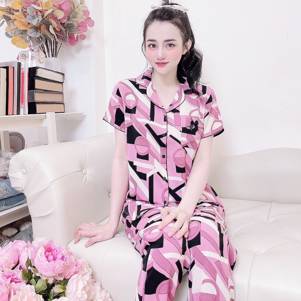 Đồ Bộ Lụa/Satin Pijama Dài Mặc Ở Nhà Nữ - Bộ Ngủ Nữ Tiểu Thư Cộc Tay Mặc Mùa Hè, Nhiều Mẫu Phối Dễ Thương - MN170003