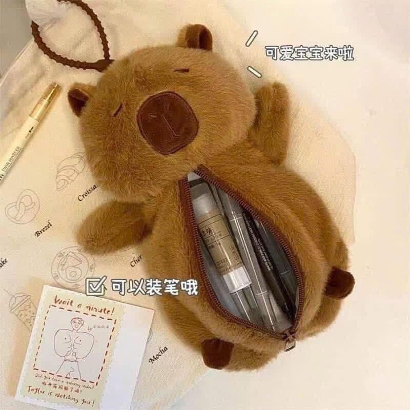 Túi Đựng hình Gấu Bông Capybara Nâu Dễ Thương Cho Bé