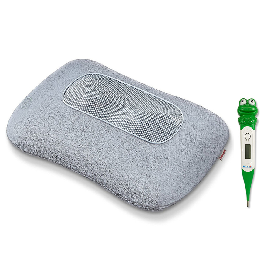Combo Gối Massage Có Đèn Hồng Ngoại Beurer - MG 145 + Nhiệt Kế Điện Tử Đầu Mềm Medilife