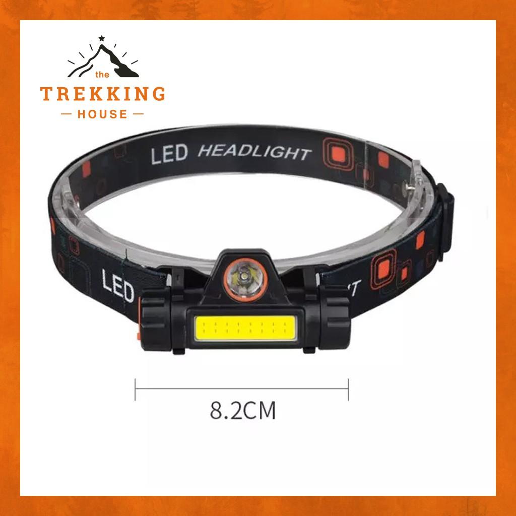 Đèn pin đội đầu leo núi 2 bóng LED siêu sáng, đèn pin led đội đầu dã ngoại đa năng