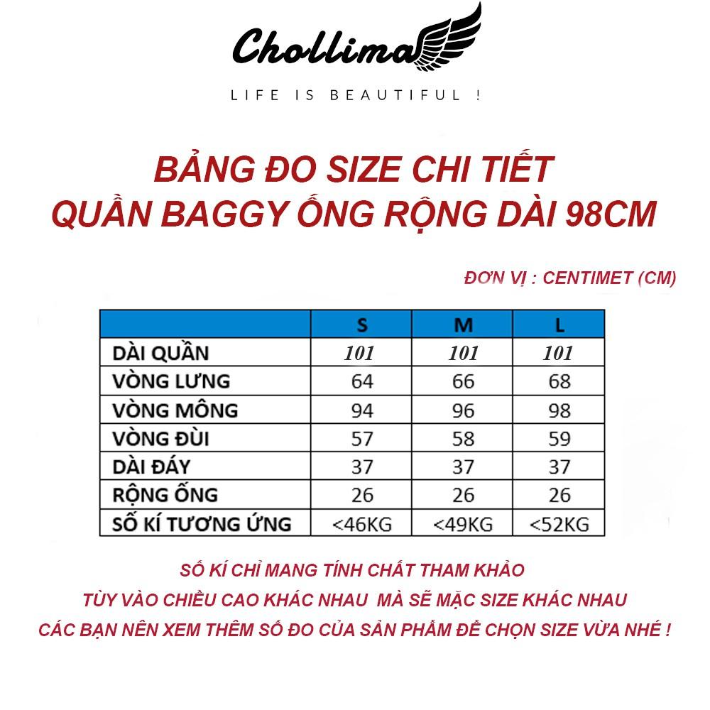 Quần baggy jeans nữ Chollima ống rộng SIMPLE JEAN tua lai dài 101cm QD040