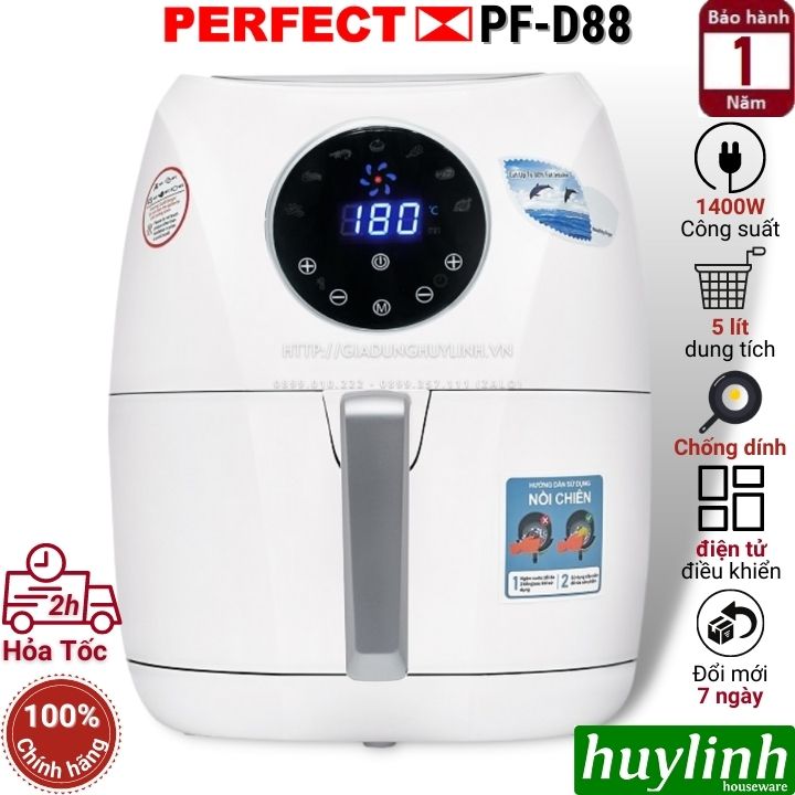 Nồi chiên không dầu điện tử Perfect PF-D88 [D92] - Dung tích 5 lít - Hàng chính hãng