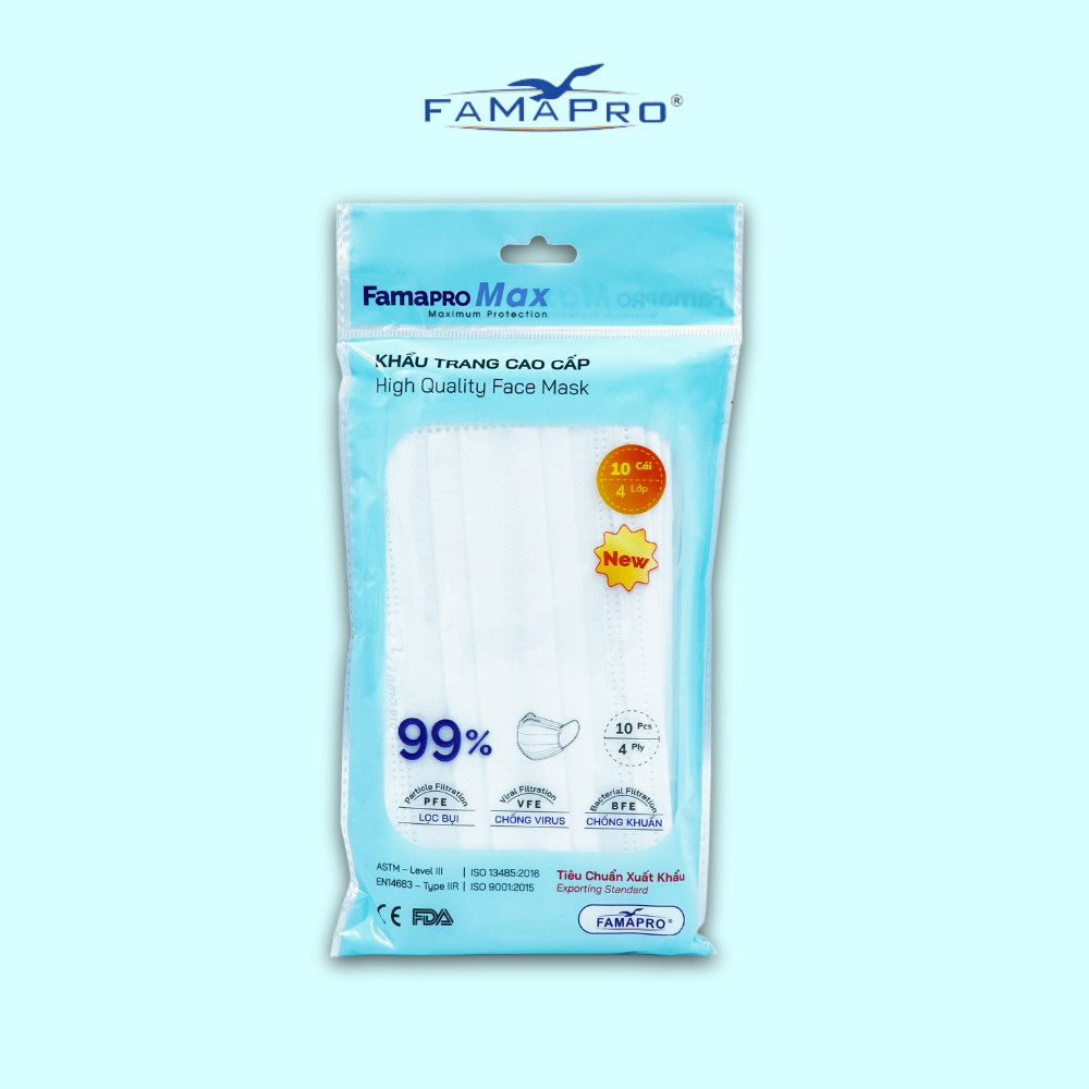 [[ Xuất Khẩu Mỹ ]] - Khẩu Trang Y Tế Cao Cấp FAMAPRO - 4 Lớp Kháng Khuẩn / 99% Lọc Khuẩn, Bụi, Virus Tốt Nhất / Người Lớn - [ CB1 - MAX - TÚI / THÙNG ]