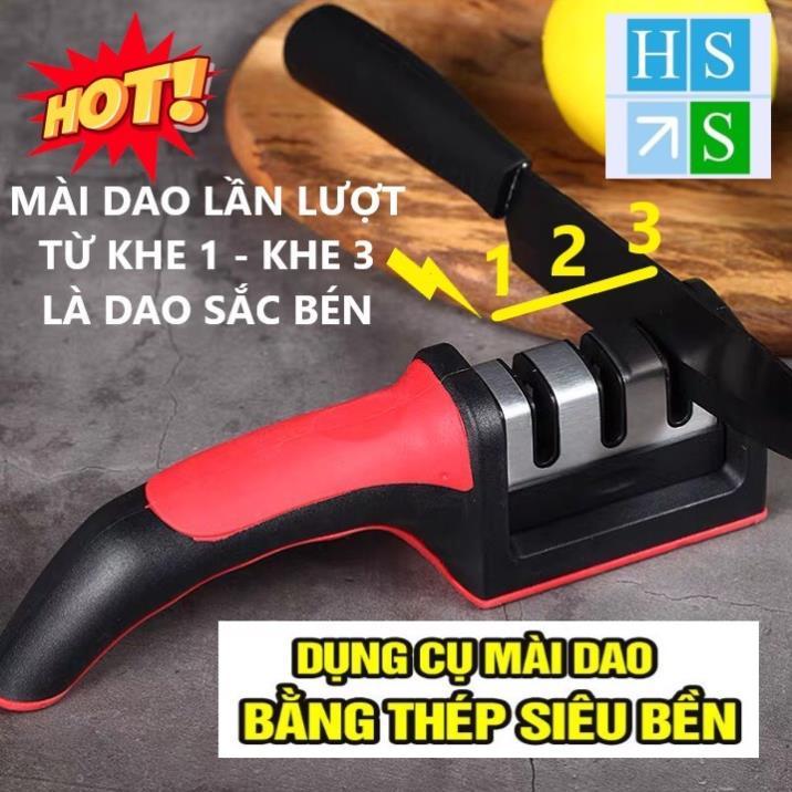 Dụng cụ mài dao kéo 3 khe (3 cấp độ) tay cầm tiện lợi mài dao sắc bén nhanh và hiệu quả -